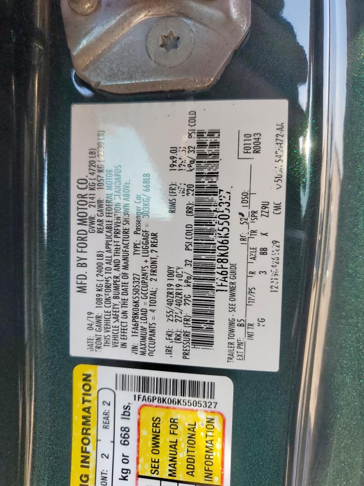2019 Ford Mustang Bullitt VIN: 1FA6P8K06K5505327 Lot: 84645265