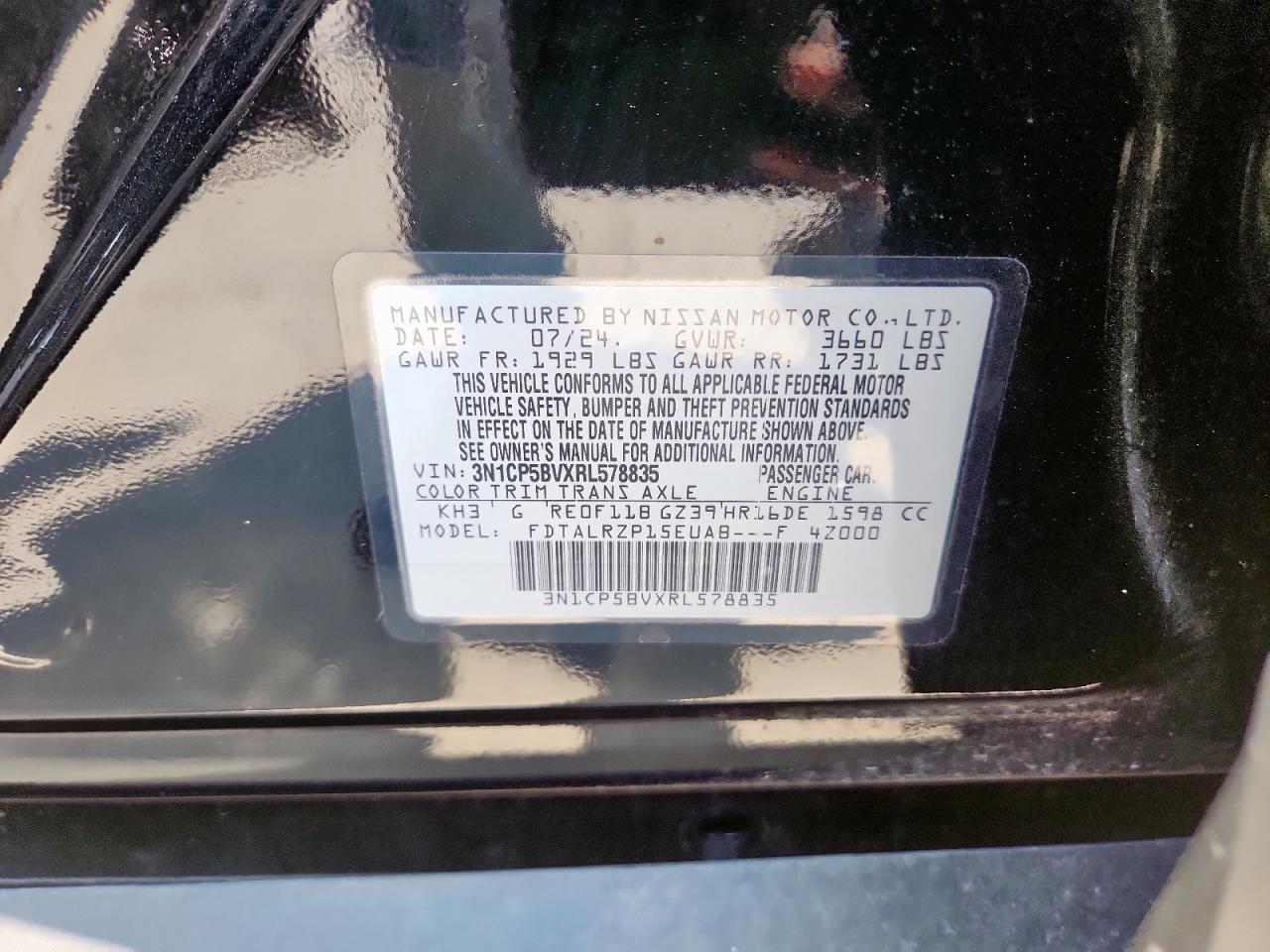 2024 Nissan Kicks S VIN: 3N1CP5BVXRL578835 Lot: 81322615
