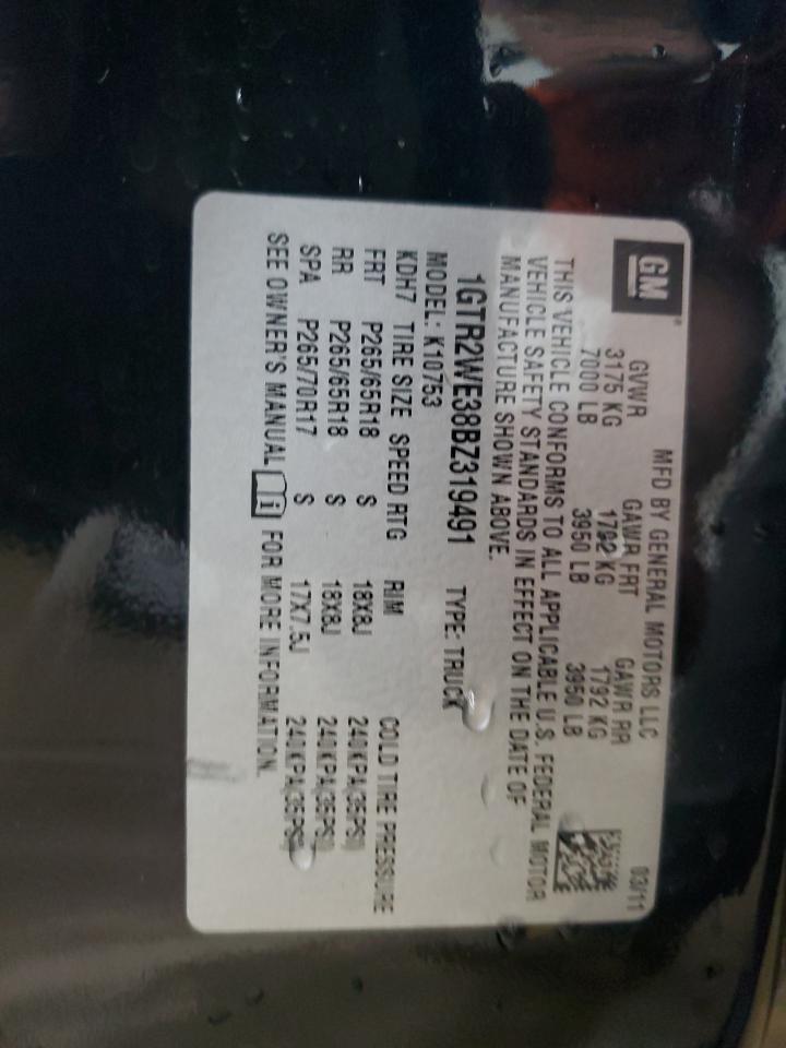 2011 GMC Sierra K1500 Slt VIN: 1GTR2WE38BZ319491 Lot: 81047215