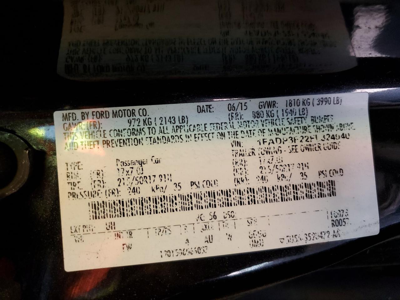 2015 Ford Focus Se VIN: 1FADP3F22FL324040 Lot: 81822225