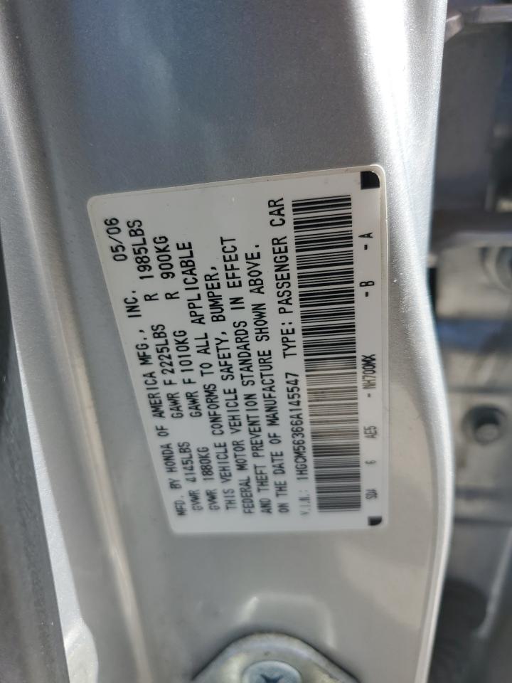 2006 Honda Accord Se VIN: 1HGCM56366A145547 Lot: 70960175