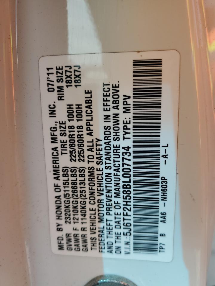 2011 Honda Accord Crosstour Exl VIN: 5J6TF2H58BL007734 Lot: 84731005