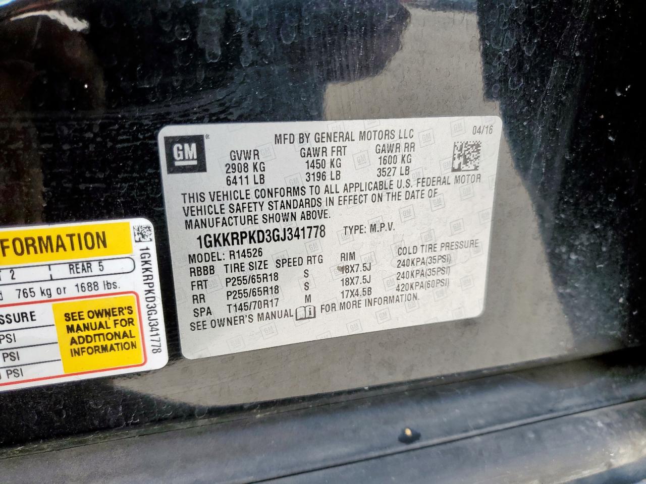 2016 GMC Acadia Sle VIN: 1GKKRPKD3GJ341778 Lot: 82086385