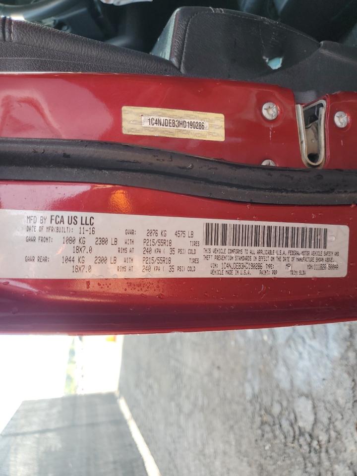 2017 Jeep Compass Latitude VIN: 1C4NJDEB3HD190286 Lot: 71103605