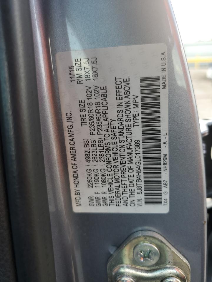 2016 Acura Rdx Technology VIN: 5J8TB4H54GL017389 Lot: 80923485