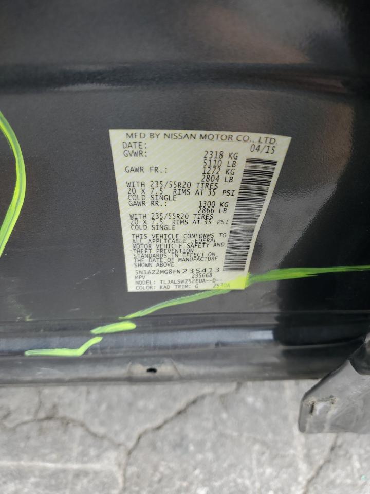 2015 Nissan Murano S VIN: 5N1AZ2MG8FN235413 Lot: 81666365