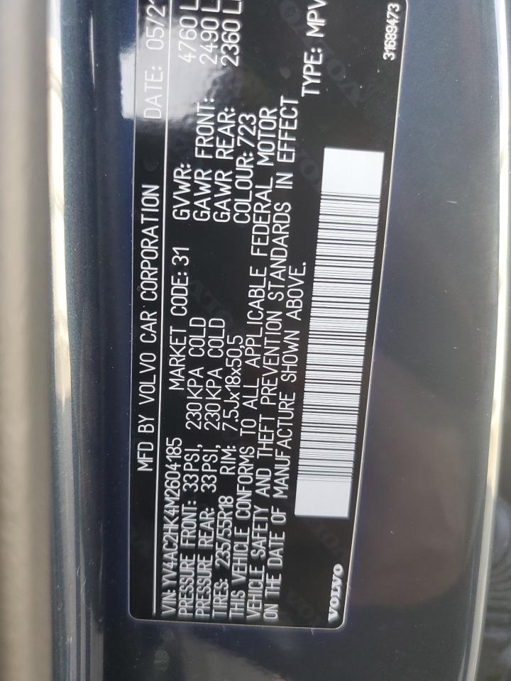 2021 Volvo Xc40 T4 Momentum VIN: YV4AC2HK4M2604185 Lot: 81734845