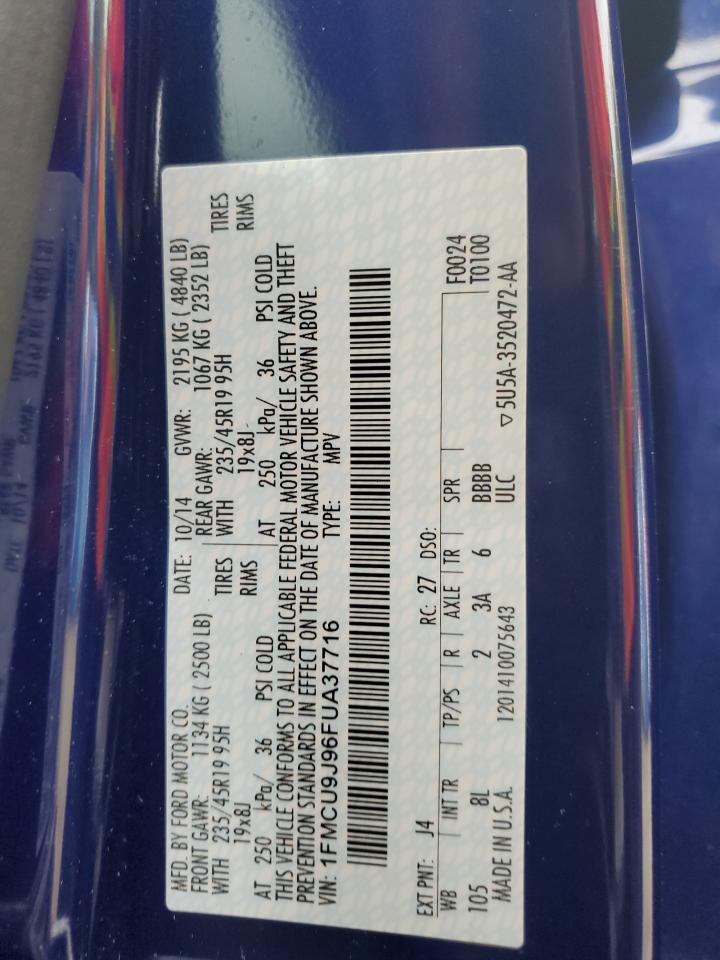 2015 Ford Escape Titanium VIN: 1FMCU9J96FUA37716 Lot: 84028125