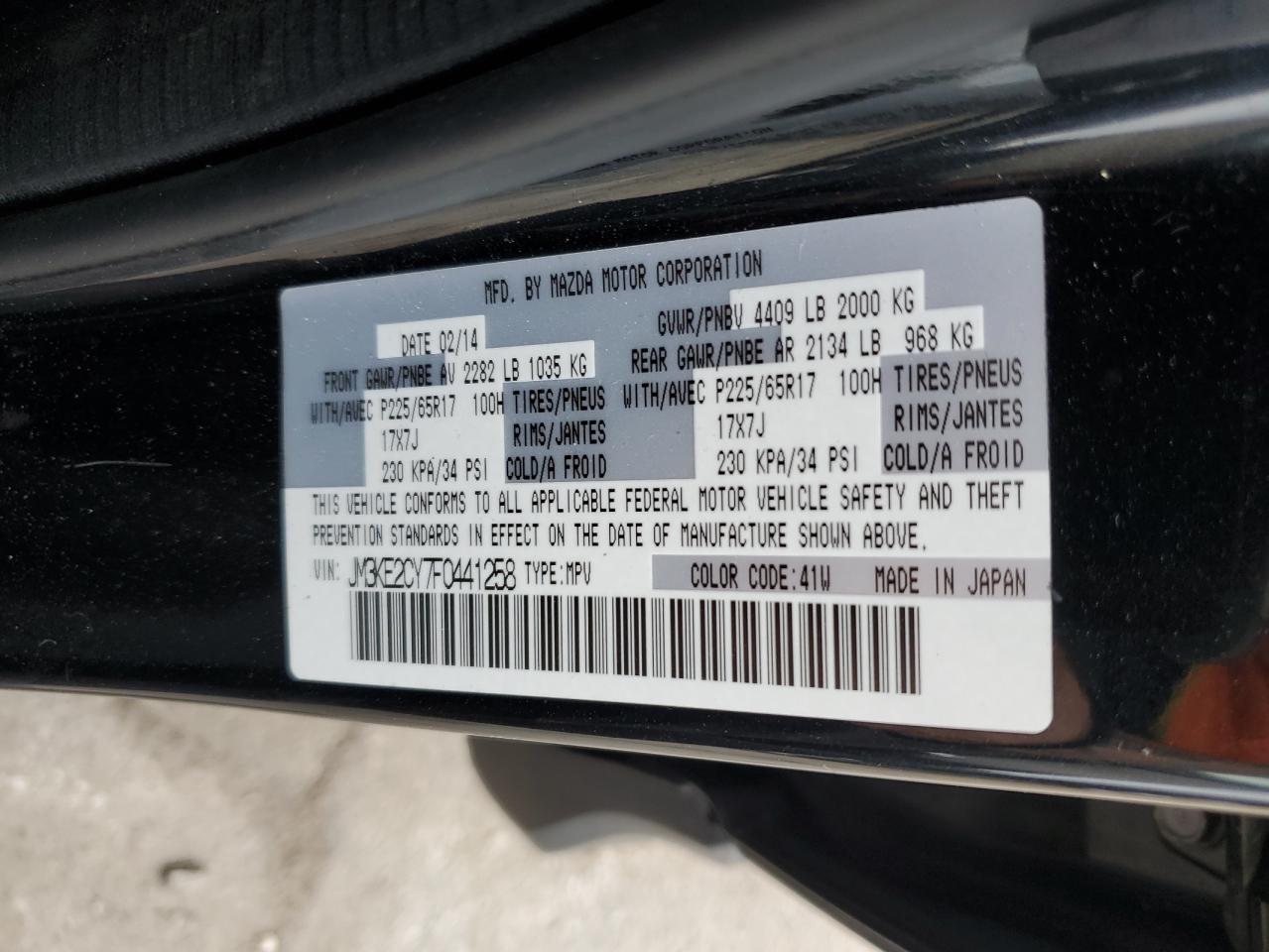 2015 Mazda Cx-5 Touring VIN: JM3KE2CY7F0441258 Lot: 81847275