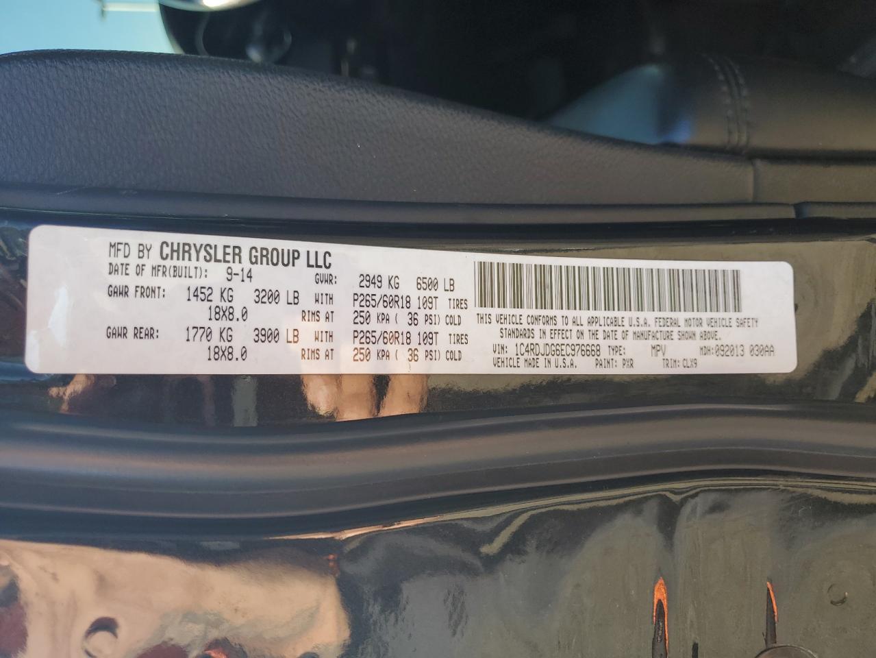 2014 Dodge Durango Limited VIN: 1C4RDJDG6EC976668 Lot: 71746245