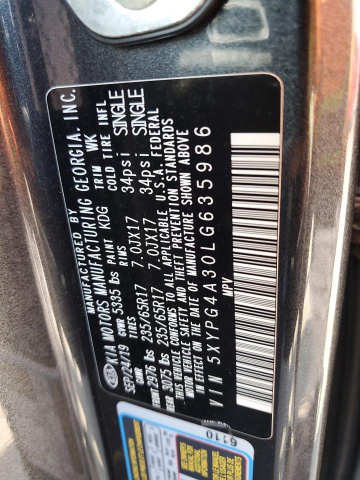 2020 Kia Sorento L VIN: 5XYPG4A30LG635986 Lot: 71198065