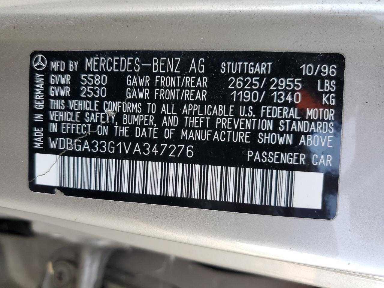 1997 Mercedes-Benz S 320 VIN: WDBGA33G1VA347276 Lot: 71896365