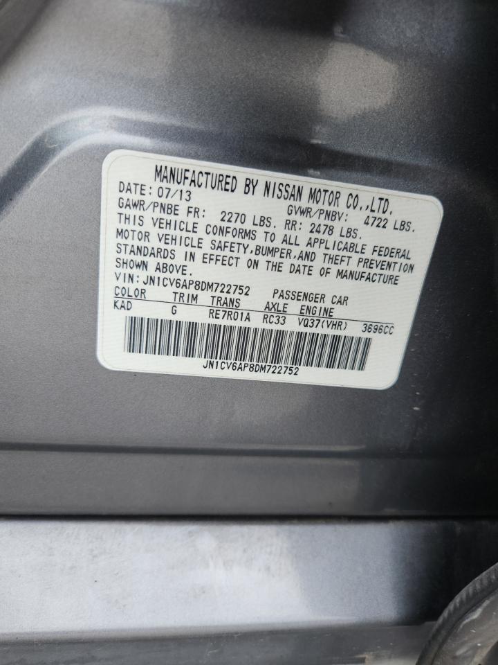 2013 Infiniti G37 Base VIN: JN1CV6AP8DM722752 Lot: 83852975
