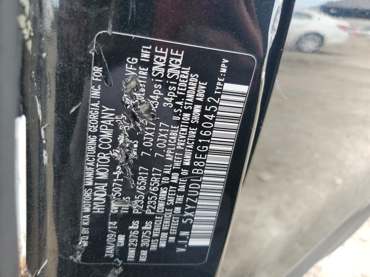 2014 Hyundai Santa Fe Sport VIN: 5XYZUDLB8EG160452 Lot: 84582955