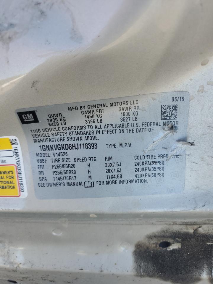 2017 Chevrolet Traverse Lt VIN: 1GNKVGKD8HJ118393 Lot: 84710395