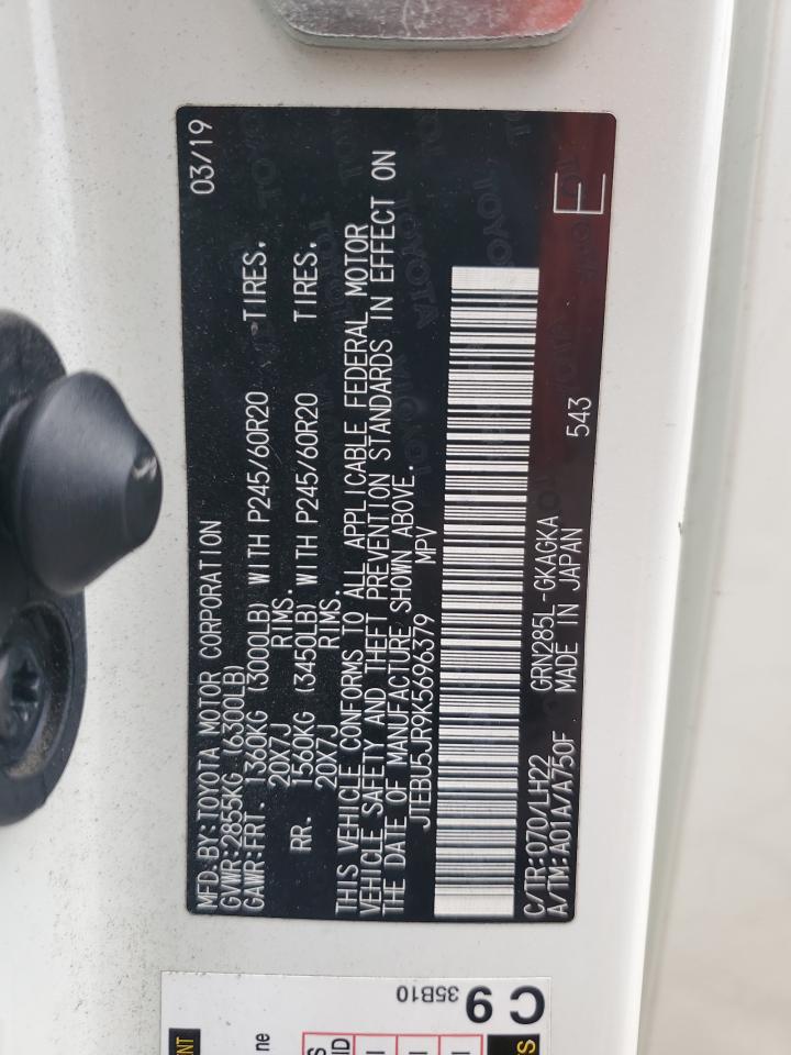 2019 Toyota 4Runner Sr5/Sr5 Premium VIN: JTEBU5JR9K5696379 Lot: 83998735