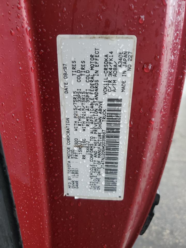 1998 Toyota T100 Xtracab VIN: JT4TN12D6W0039687 Lot: 71602675