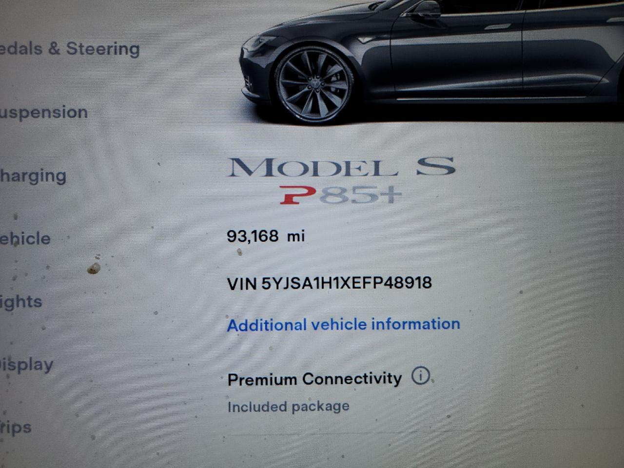 2014 Tesla Model S VIN: 5YJSA1H1XEFP48918 Lot: 81823575