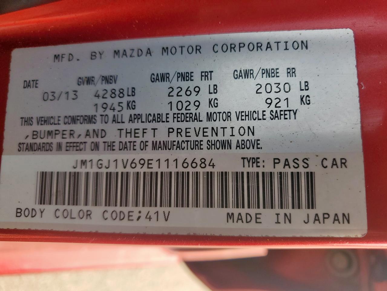 2014 Mazda 6 Touring VIN: JM1GJ1V69E1116684 Lot: 71402595