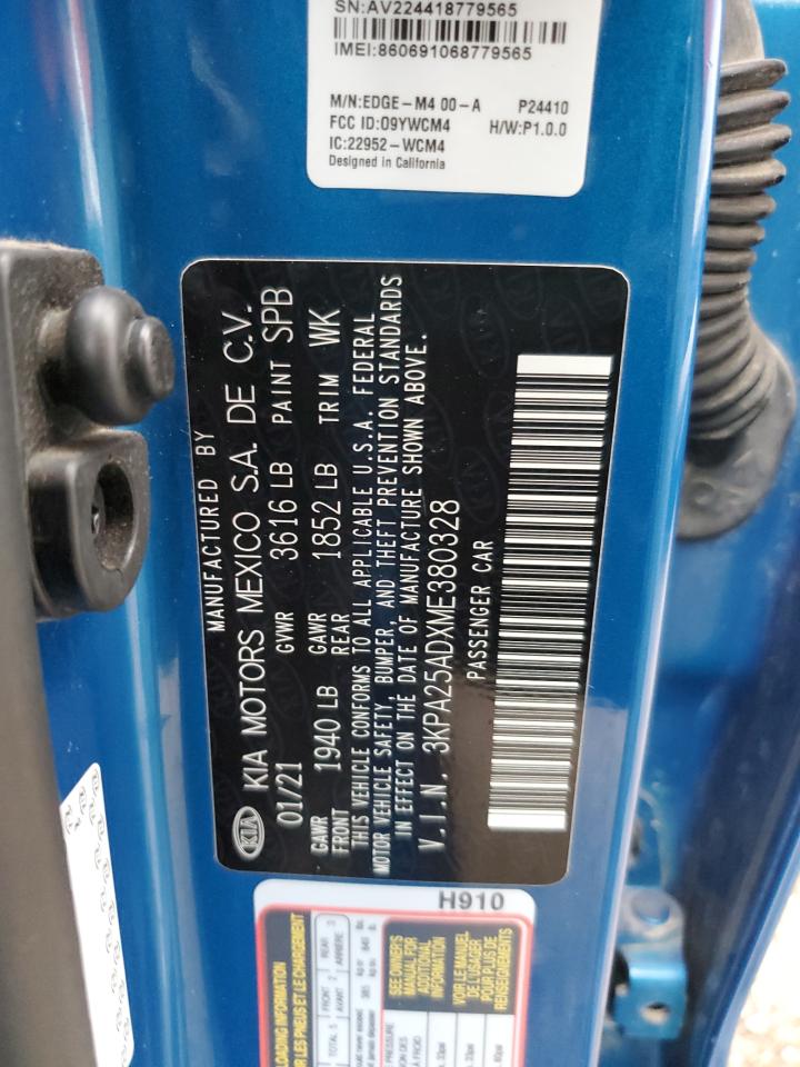 2021 Kia Rio S VIN: 3KPA25ADXME380328 Lot: 81152405