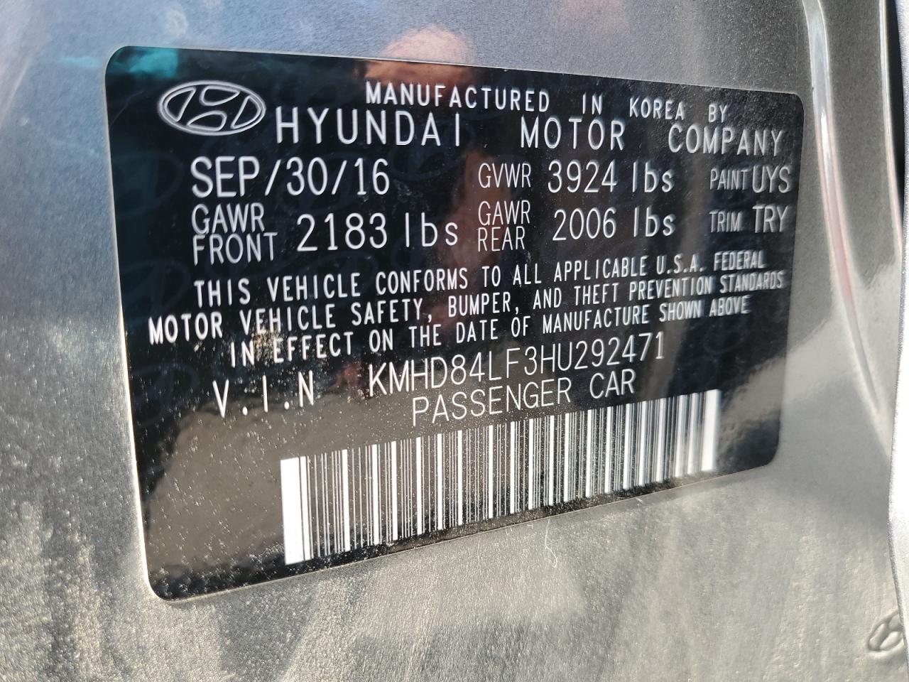 2017 Hyundai Elantra Se VIN: KMHD84LF3HU292471 Lot: 81529285