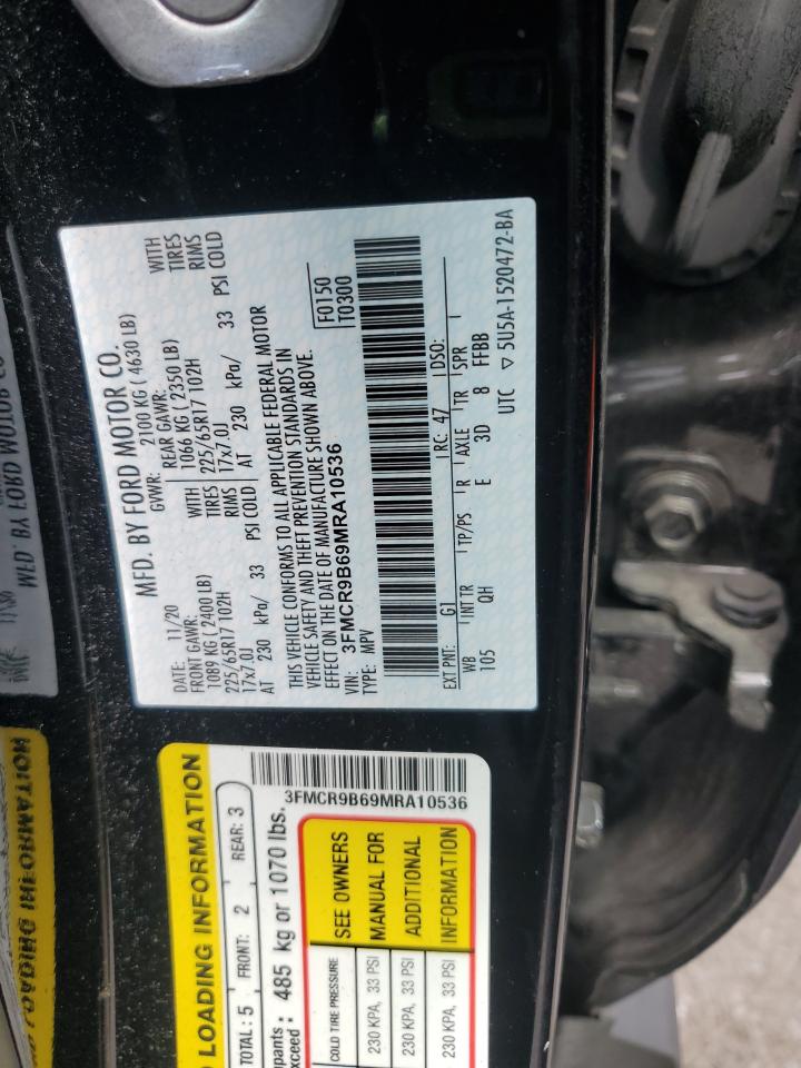 2021 Ford Bronco Sport Big Bend VIN: 3FMCR9B69MRA10536 Lot: 72054915