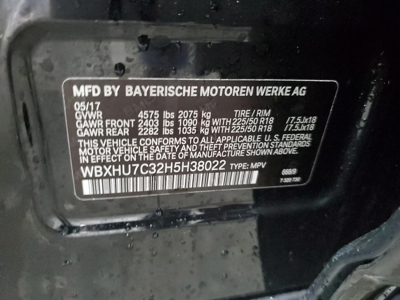 2017 BMW X1 Sdrive28I VIN: WBXHU7C32H5H38022 Lot: 81067315