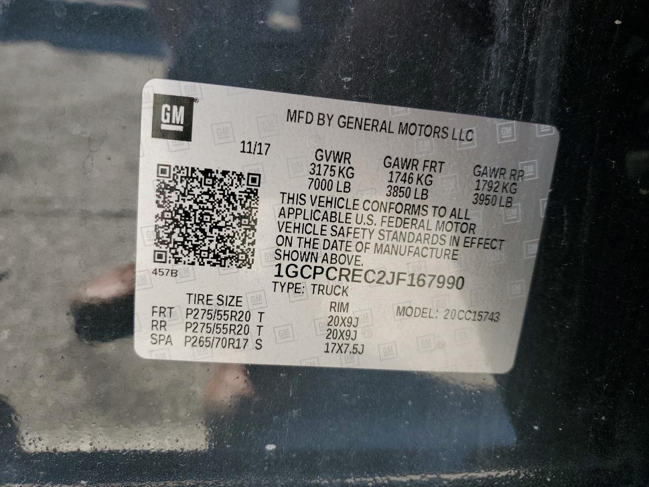 2018 Chevrolet Silverado C1500 Lt VIN: 1GCPCREC2JF167990 Lot: 84015985