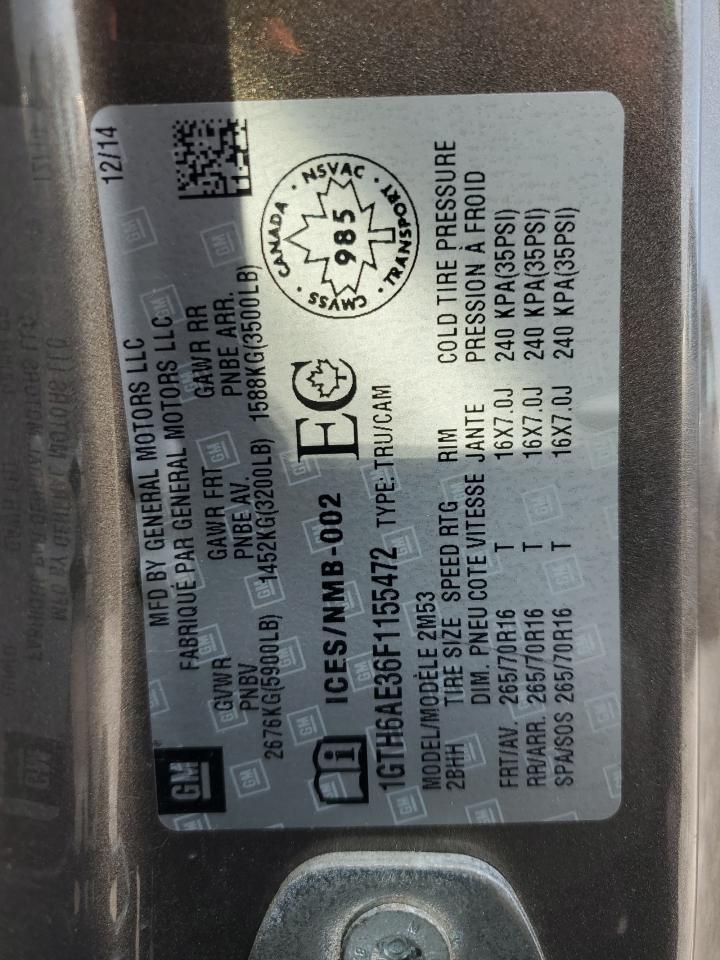 2015 GMC Canyon VIN: 1GTH6AE36F1155472 Lot: 71889965