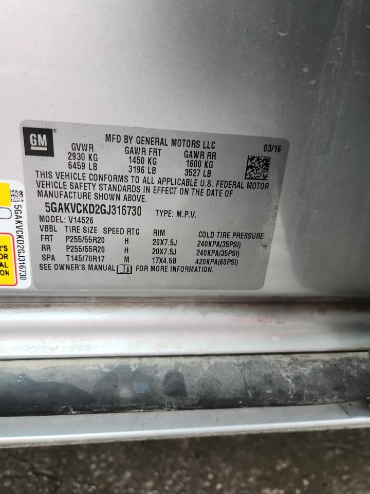 2016 Buick Enclave VIN: 5GAKVCKD2GJ316730 Lot: 81706375