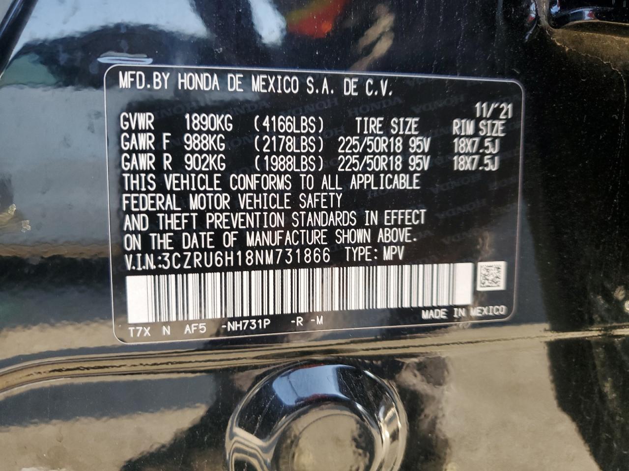 2022 Honda Hr-V Sport VIN: 3CZRU6H18NM731866 Lot: 81337095