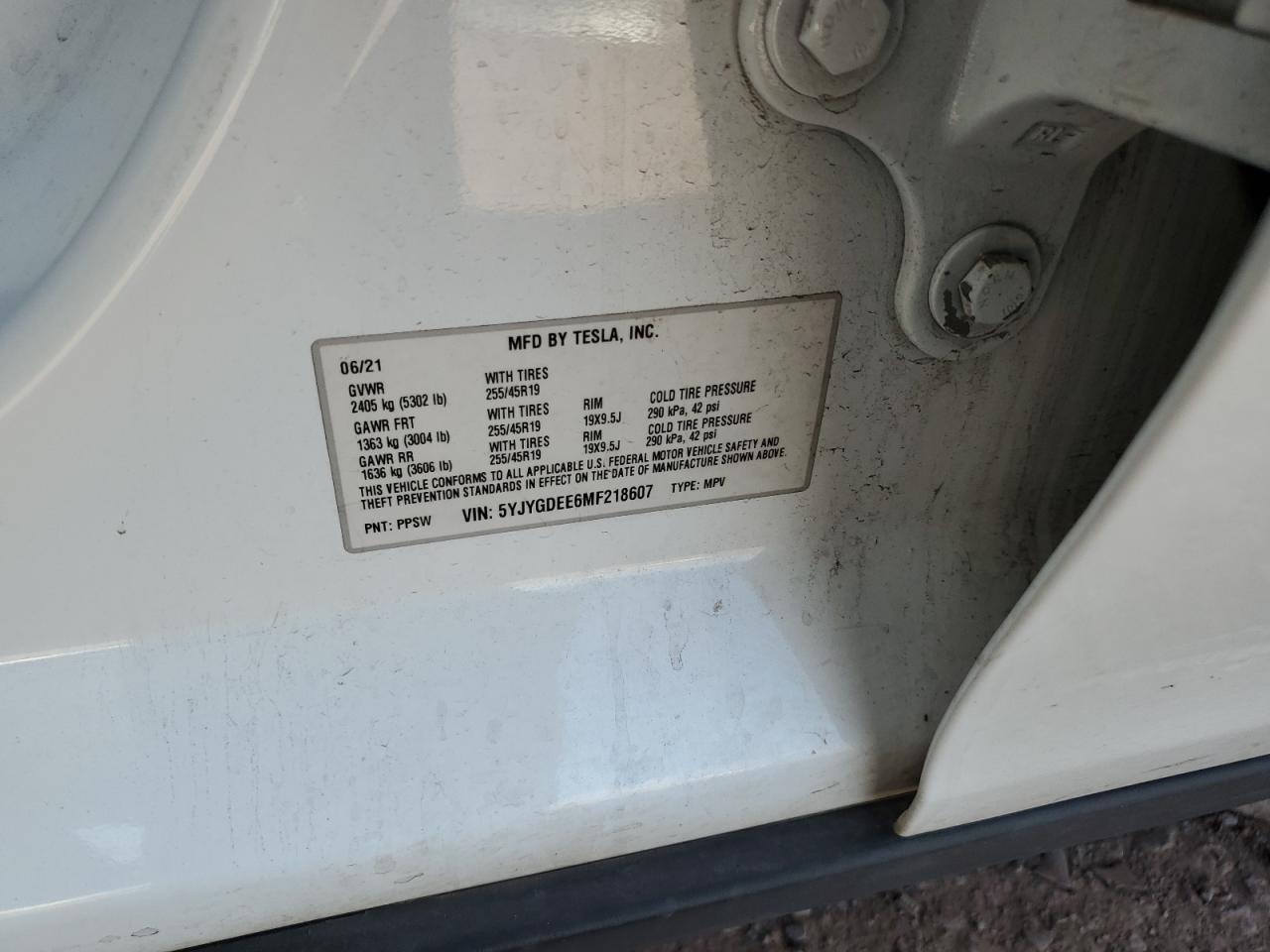 2021 Tesla Model Y VIN: 5YJYGDEE6MF218607 Lot: 71704055