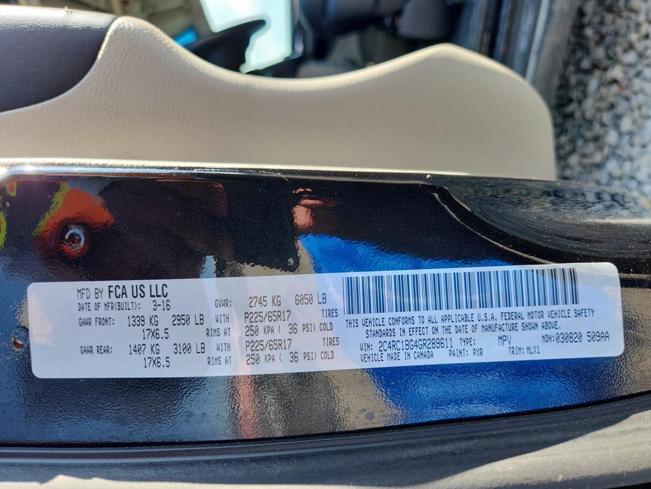 2016 Chrysler Town & Country Touring VIN: 2C4RC1BG4GR289611 Lot: 71529815