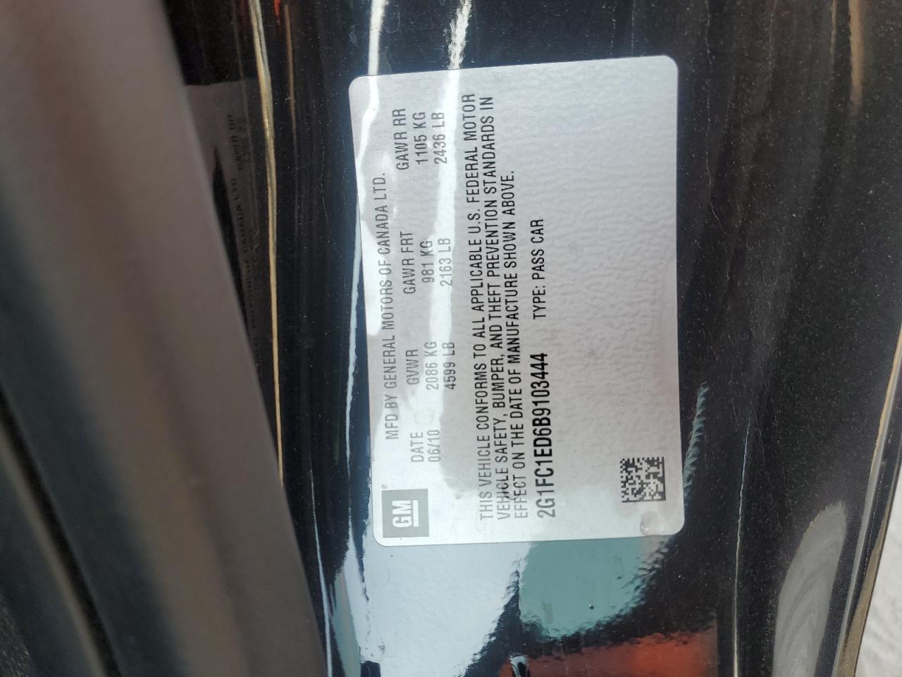 2011 Chevrolet Camaro Lt VIN: 2G1FC1ED6B9103444 Lot: 80112075