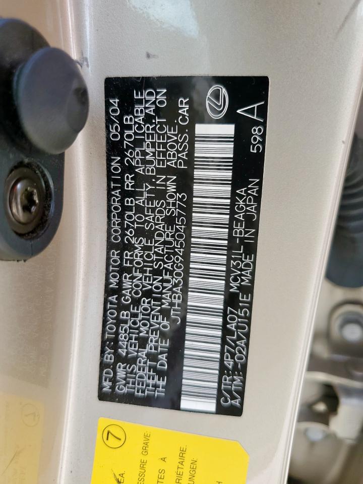 2004 Lexus Es 330 VIN: JTHBA30G945045773 Lot: 84032105