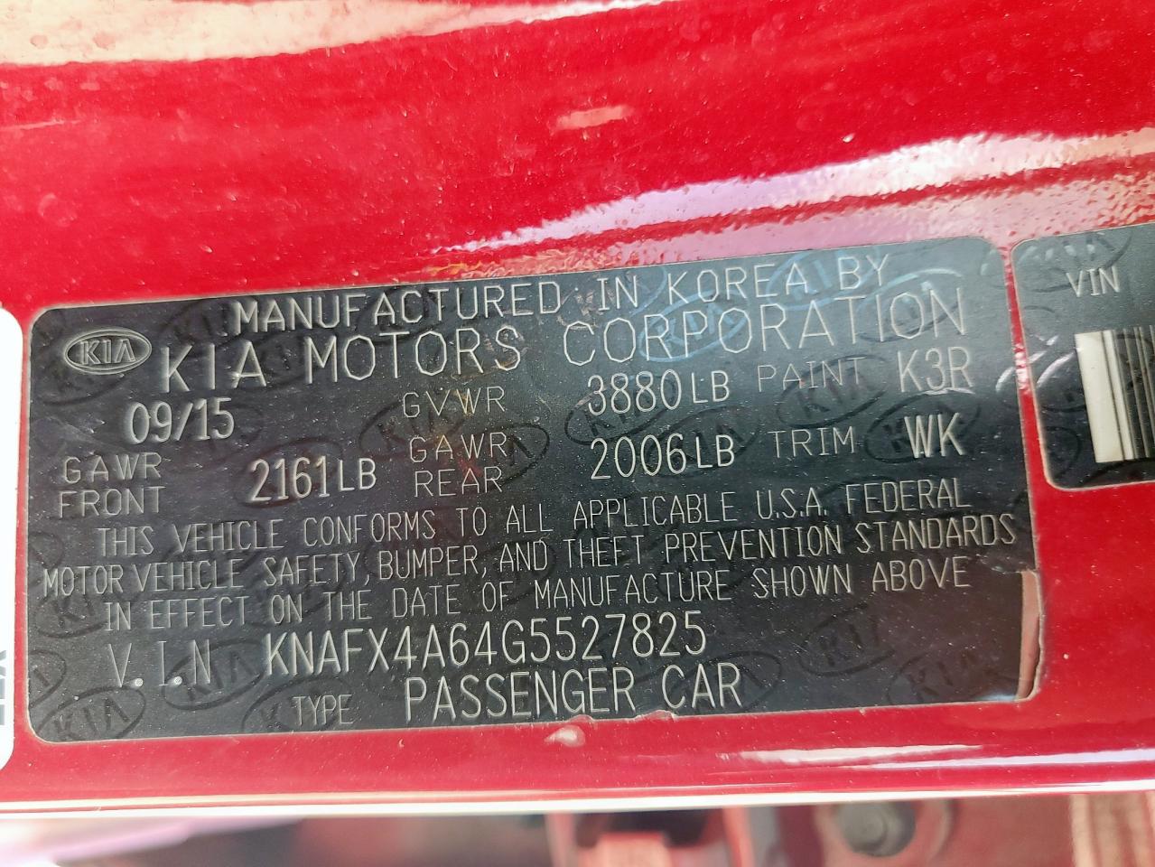 2016 Kia Forte Lx VIN: KNAFX4A64G5527825 Lot: 84751055