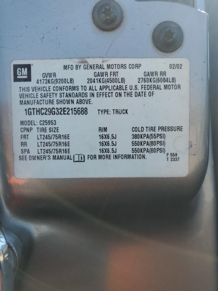 2002 GMC Sierra C2500 Heavy Duty VIN: 1GTHC29G32E215688 Lot: 80677685