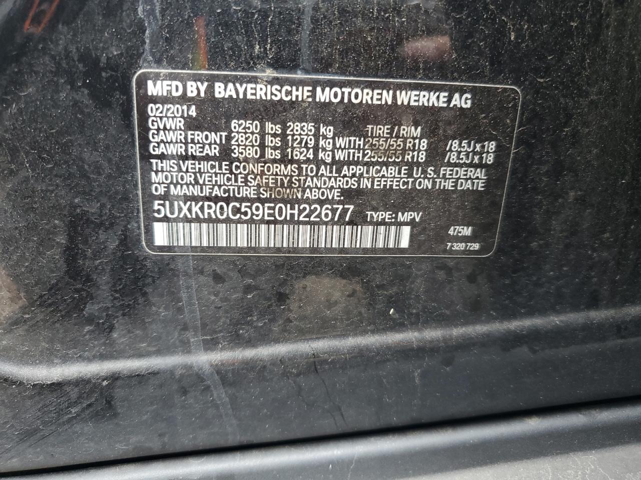 2014 BMW X5 xDrive35I VIN: 5UXKR0C59E0H22677 Lot: 71876235