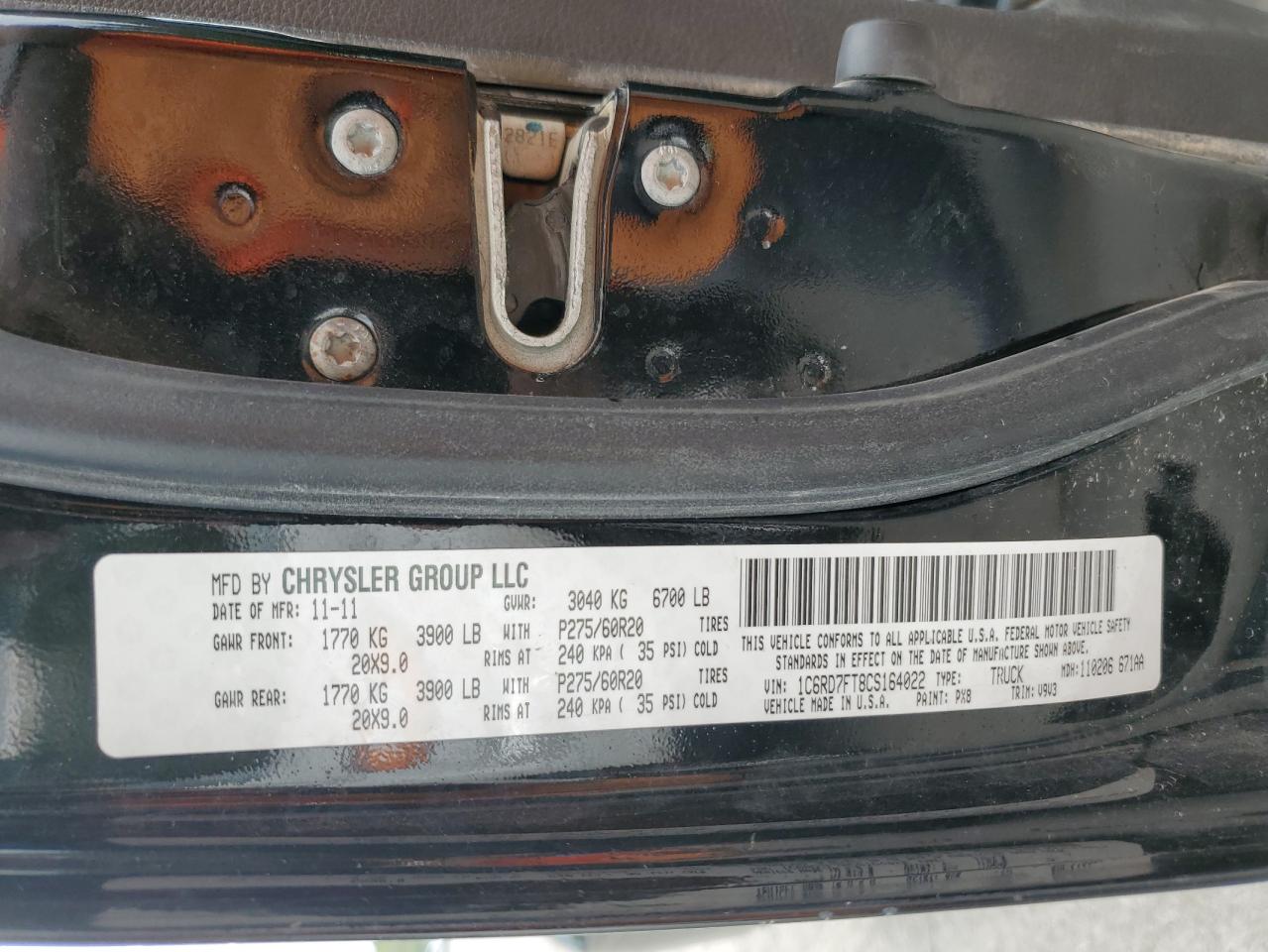 2012 Dodge Ram 1500 St VIN: 1C6RD7FT8CS164022 Lot: 71543345