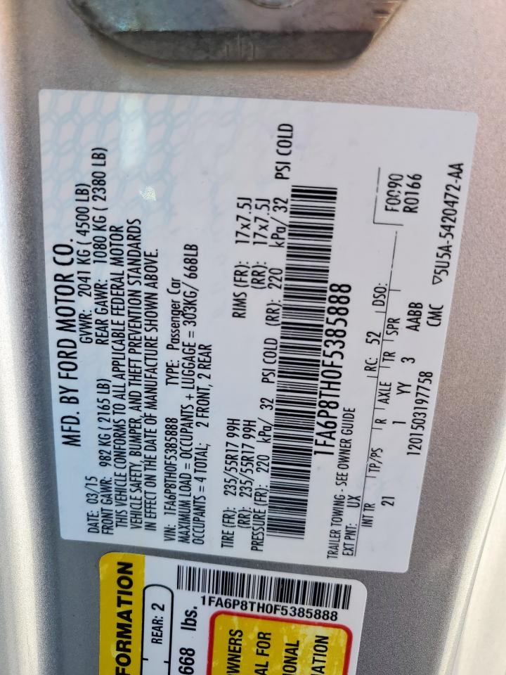 2015 Ford Mustang VIN: 1FA6P8TH0F5385888 Lot: 84768015
