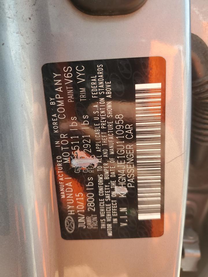 2016 Hyundai Genesis 3.8L VIN: KMHGN4JE1GU110958 Lot: 70924985