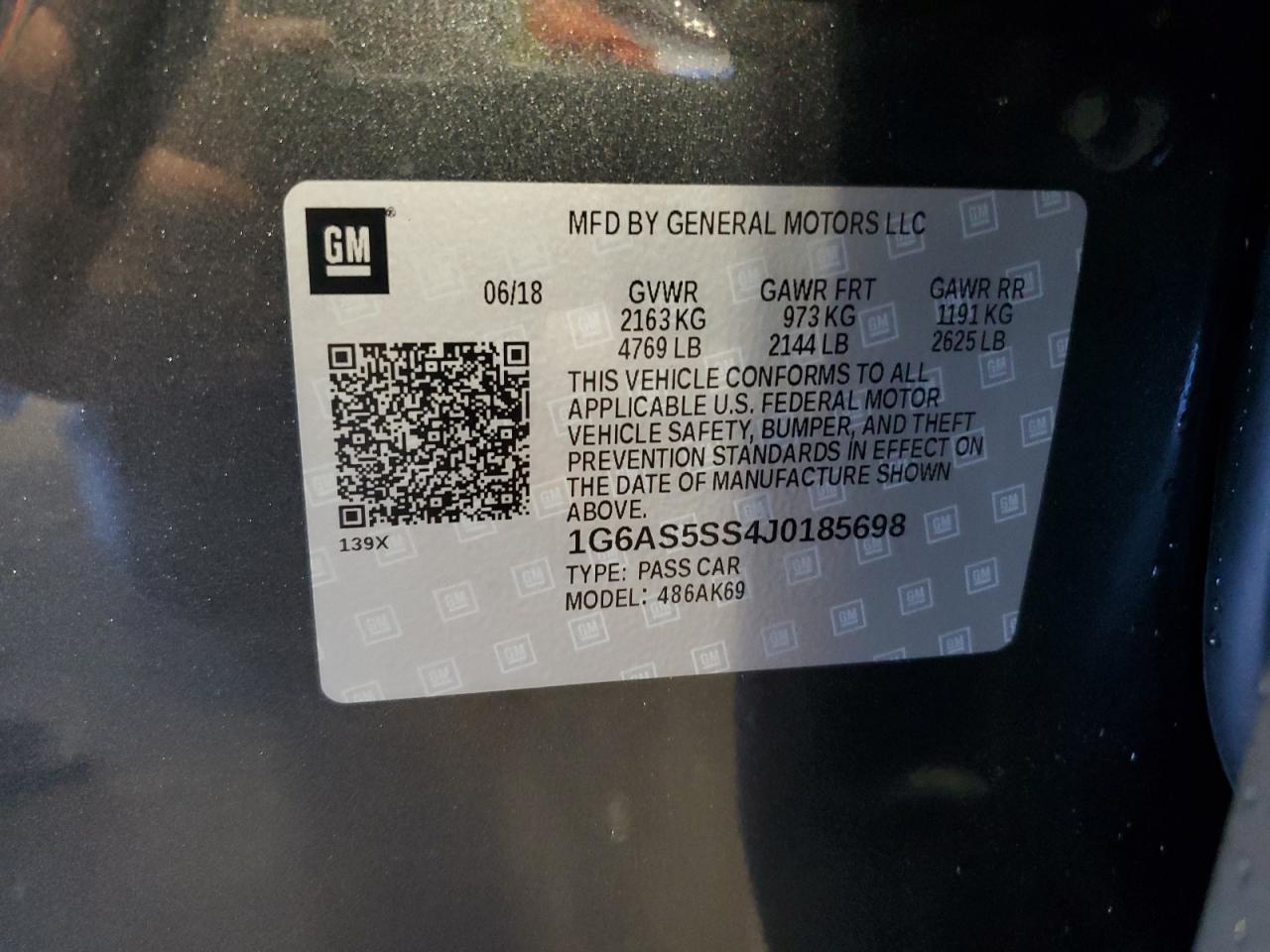 2018 Cadillac Cts Premium Luxury VIN: 1G6AS5SS4J0185698 Lot: 71981835