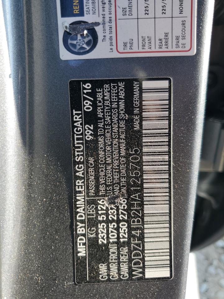2017 Mercedes-Benz E 300 VIN: WDDZF4JB2HA125705 Lot: 84074175