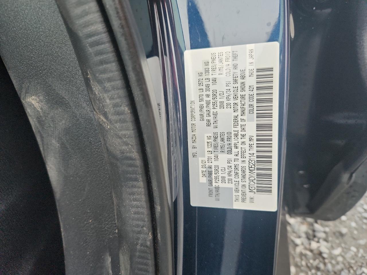 2021 Mazda Cx-9 Grand Touring VIN: JM3TCADYXM0523114 Lot: 81815795