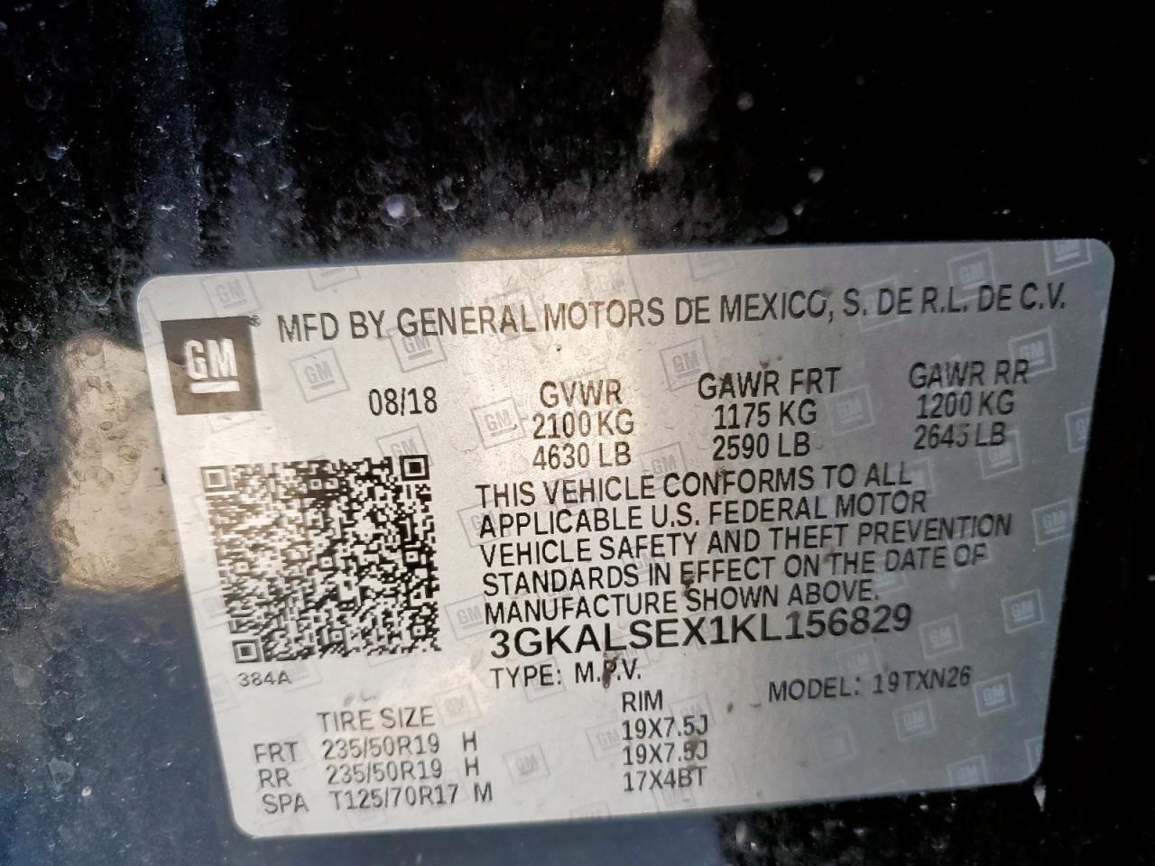 2019 GMC Terrain Denali VIN: 3GKALSEX1KL156829 Lot: 81402245