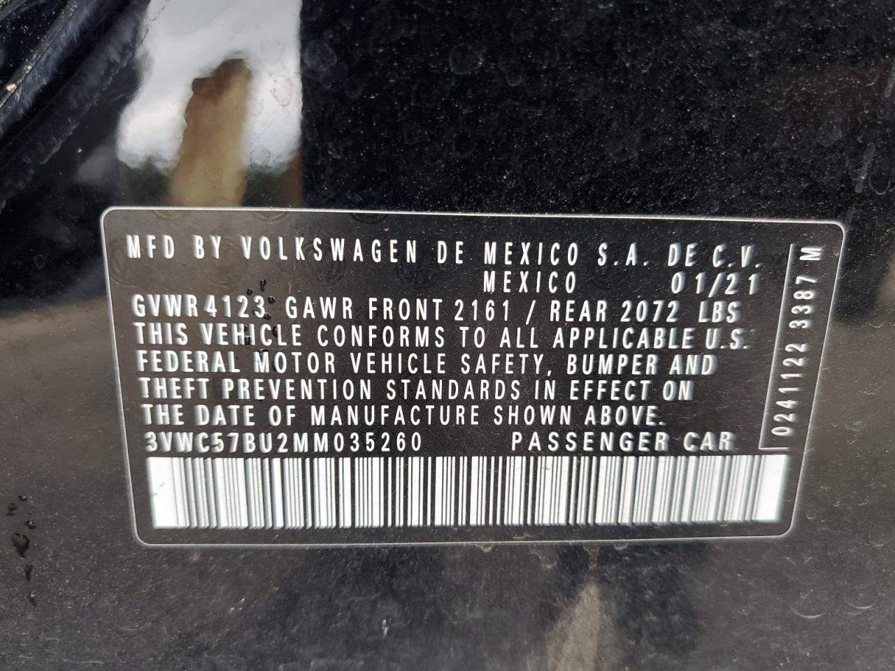 2021 Volkswagen Jetta S VIN: 3VWC57BU2MM035260 Lot: 81926985