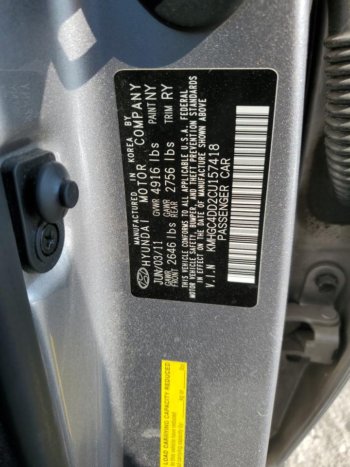 2012 Hyundai Genesis 3.8L VIN: KMHGC4DD2CU157418 Lot: 81103515