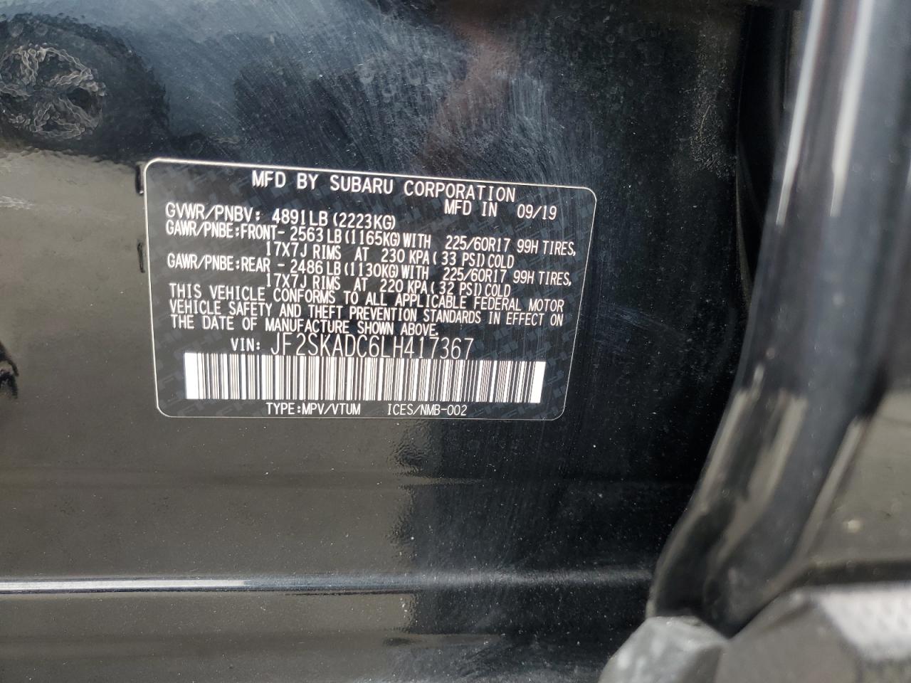 2020 Subaru Forester VIN: JF2SKADC6LH417367 Lot: 81579205