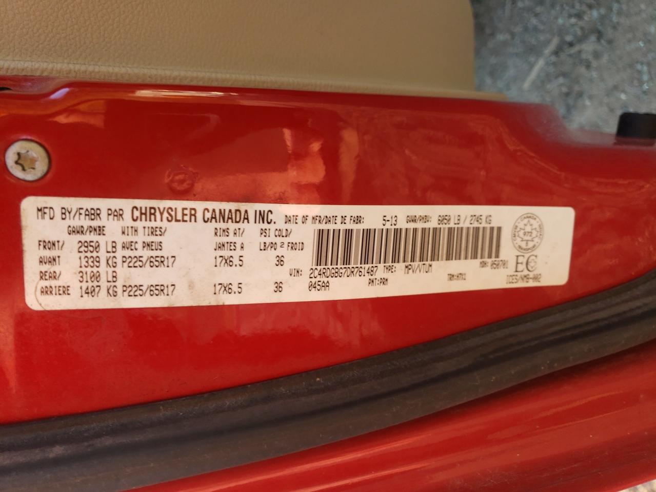 2013 Dodge Grand Caravan Se VIN: 2C4RDGBG7DR761487 Lot: 81424165