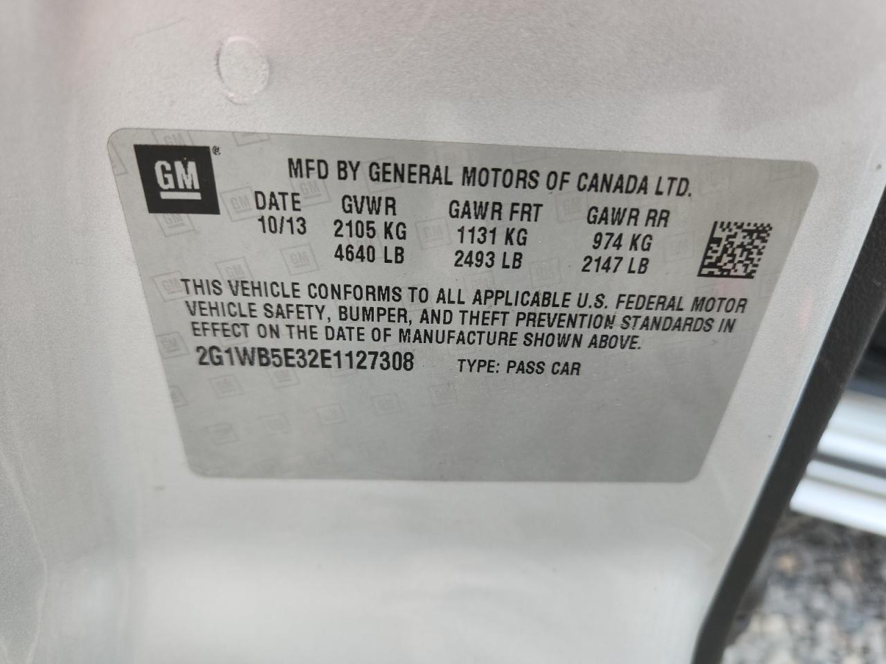 2014 Chevrolet Impala Limited Lt VIN: 2G1WB5E32E1127308 Lot: 72023955